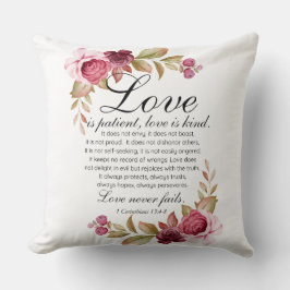 1 Corinthians 13:4-8 Kärlek är bibel för Blommigt  Kudde