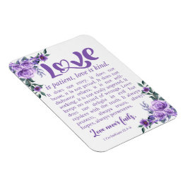1 Corinthians 13:4-8 Kärlek är Blommigt för Lila a Magnet