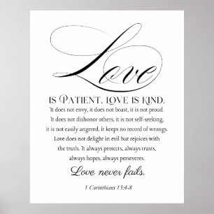 1 Corinthians 13:4-8 Kärlek är Patient Bröllop Ver Poster