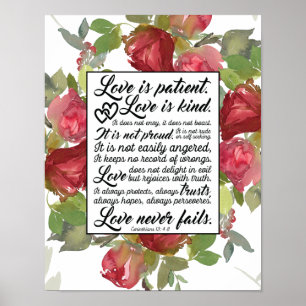 1 Corinthians 13:4-8 Kärlek är Patient Kärlek är K Poster