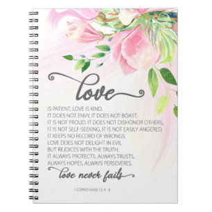 1 Corinthians 13:4-8 Kärlek är Patienternas Rosa M Anteckningsbok