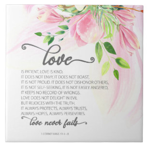 1 Corinthians 13:4-8 Kärlek är Patienternas Rosa M Kakelplatta