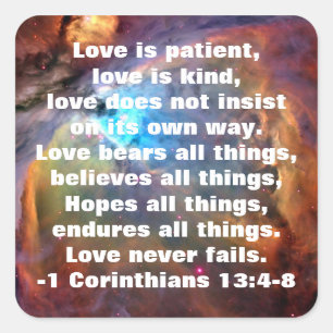 1 Corinthians 13:4-8-streck Fyrkantigt Klistermärke