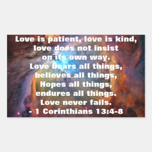 1 Corinthians 13:4-8-streck Rektangulärt Klistermärke