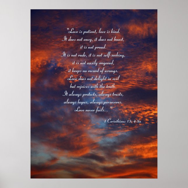 1 Corinthians 13; 4-8a | inspirerande Poster (Framsidan)