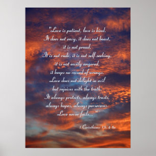 1 Corinthians 13; 4-8a inspirerande Poster