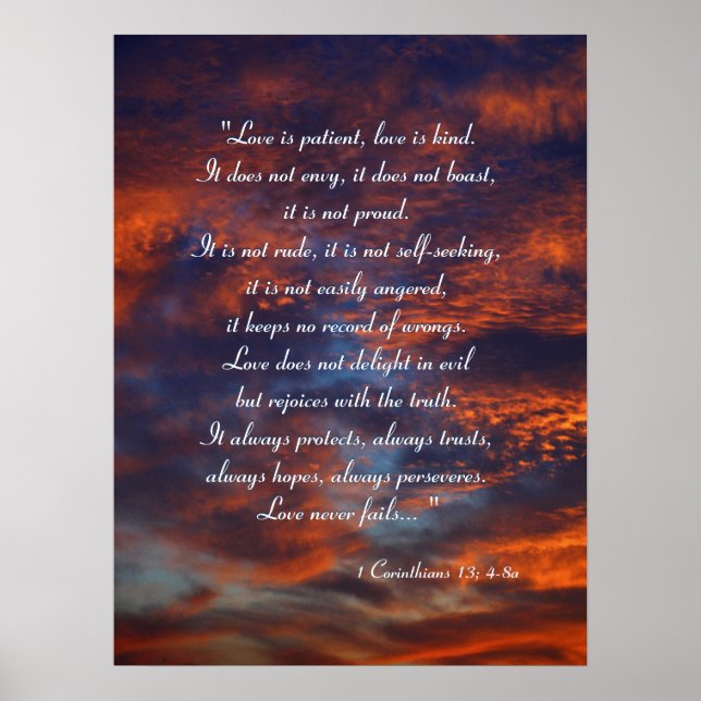 1 Corinthians 13; 4-8a | inspirerande Poster (Framsidan)