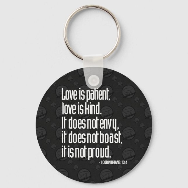 1 Corinthians 13:4 Basic Keychain Nyckelring (Framsida)