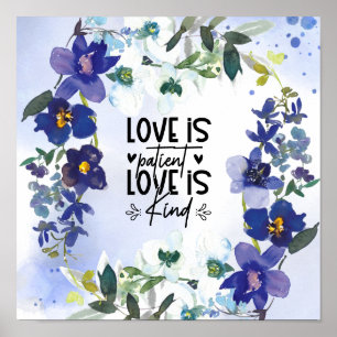 1 Corinthians 13:4 Kärlek är Blommigt för Lila av Poster