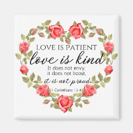 1 Corinthians 13:4 Kärlek är Blommigt Heart hos pa Magnet