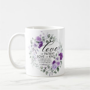 1 Corinthians 13:4 Kärlek är Blommigt mot patientv Kaffemugg