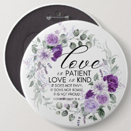 1 Corinthians 13:4 Kärlek är Blommigt mot patientv Knapp