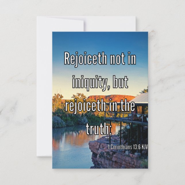 1 Corinthians 13:6 Bible Scripture Pic Hälsning Kort (Framsida)