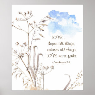 1 Corinthians 13:7-8 KÄRLEK misslyckas aldrig Poster