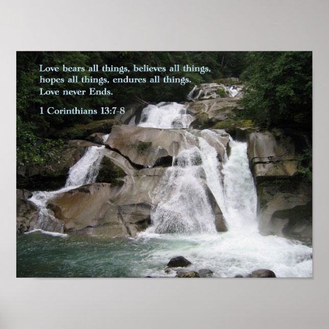1 Corinthians 13:7-8 Vattenfall Poster (Framsidan)