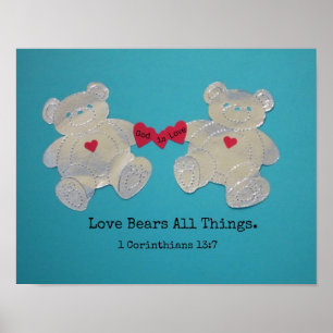 1 Corinthians 13:7 Kärlek bär hela sak. Poster