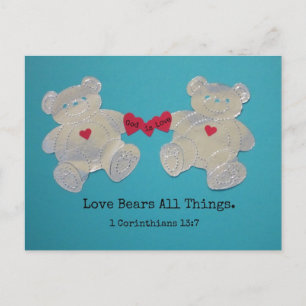 1 Corinthians 13:7 Kärlek bär hela sak. Vykort