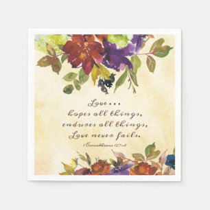 1 Corinthians 13:7 Kärlek misslyckas aldrig Blommi Pappersservett