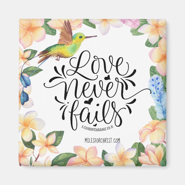 1 Corinthians 13:8 KÄRLEK MISSLYCKAS ALDRIG Magnet (Framsidan)