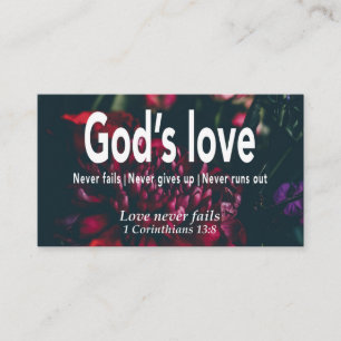 1 Corinthians 13:8 KÄRLEK MISSLYCKAS ALDRIG skript Visitkort