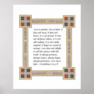1 Corinthians 13 Bibelbelyst handskrift Poster