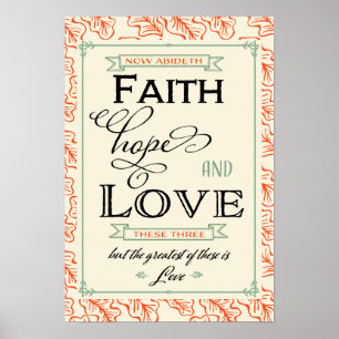 1 Corinthians 13 Faith Hope Kärlek Poster