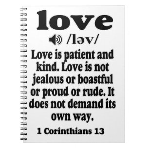 1 Corinthians 13 Kärlek är patient och typ Anteckningsbok
