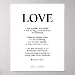 1 Corinthians 13 Kärlek Bible Verse Black & White Poster