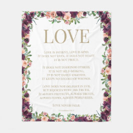 1 Corinthians 13 Kärlek Bible Verse Burgundy Blomm Fleecefilt