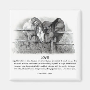 1 Corinthians 13: Kärlek hästar med blyerts Magnet