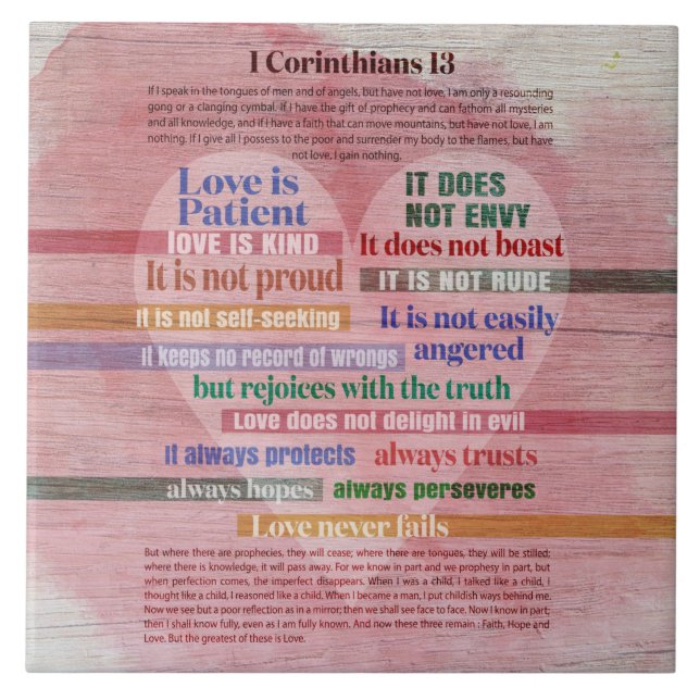1 Corinthians 13 - Kärlek Kakelplatta (Framsidan)
