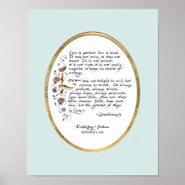 1 Corinthians 13, Kärlek kapitel Christian Scriptu Poster