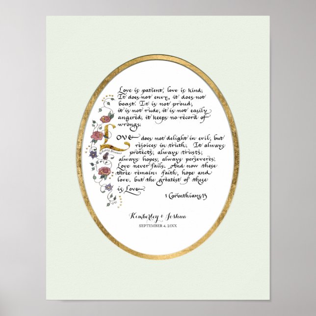 1 Corinthians 13, Kärlek kapitel Christian Scriptu Poster (Framsidan)