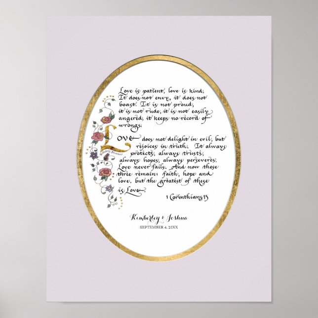 1 Corinthians 13, Kärlek kapitel Christian Scriptu Poster (Framsidan)