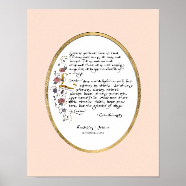 1 Corinthians 13, Kärlek kapitel Christian Scriptu Poster (Framsidan)