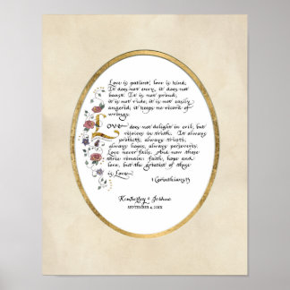 1 Corinthians 13, Kärlek kapitel Christian Scriptu Poster