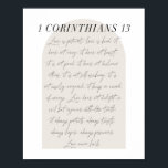 1 Corinthians 13 Poster<br><div class="desc">Kärlek är patient kärlek är typ 1 Corinthians 13 Minimal Boho Beige Arch-skript</div>