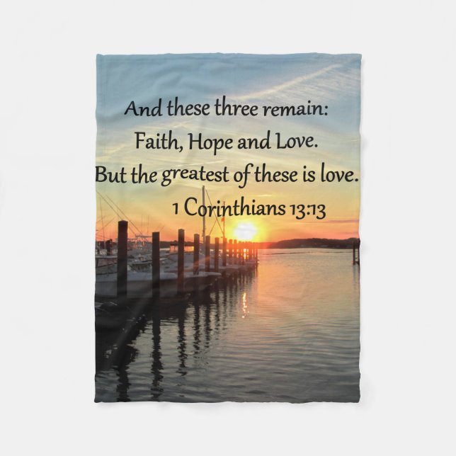 1 CORINTHIANS 13 SUNSET DESIGN FLEECEFILT (Framsidan)