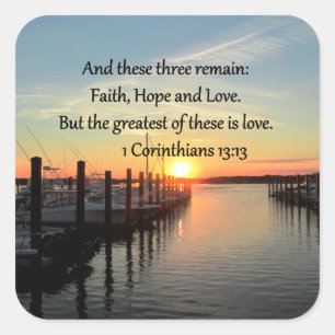 1 CORINTHIANS 13 SUNSET DESIGN FYRKANTIGT KLISTERMÄRKE