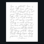 1 Corinthians 13-tunt skript Poster<br><div class="desc">Kärlek är patient kärlek är typ 1 Corinthians 13 tunnare manus</div>