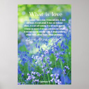 1 Corinthians 13, vackra blåklockor poster
