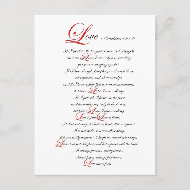 1 Corinthians 13 Vykort (Framsida)