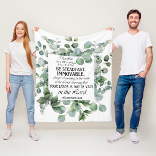 1 Corinthians 15:58 Inspirational Verse Eucalyptus Fleecefilt