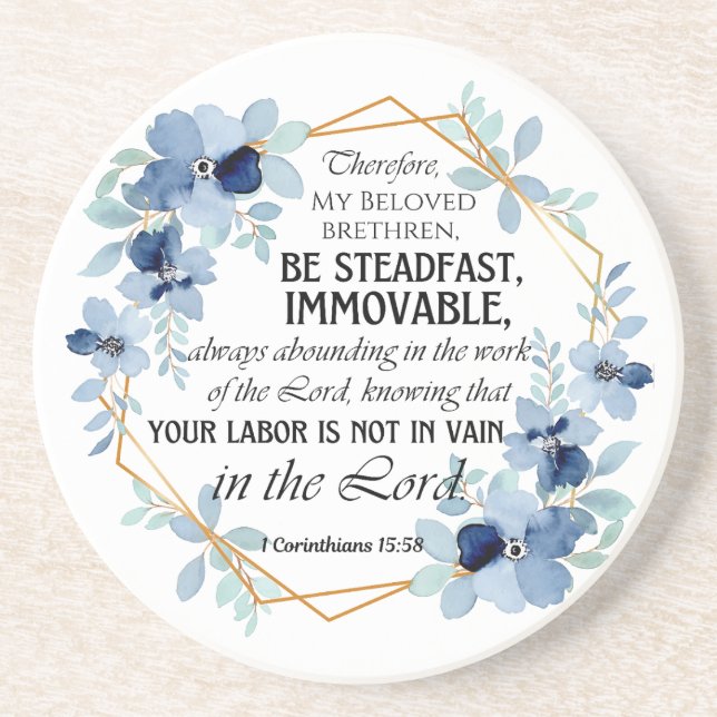 1 Corinthians 15:58, inspirationsfull Blommigt Underlägg (Framsidan)