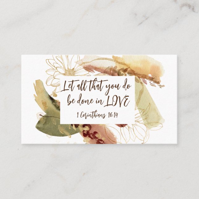 1 Corinthians 16:14 Låt allt du gör göras i Kärlek Visitkort (Framsida)