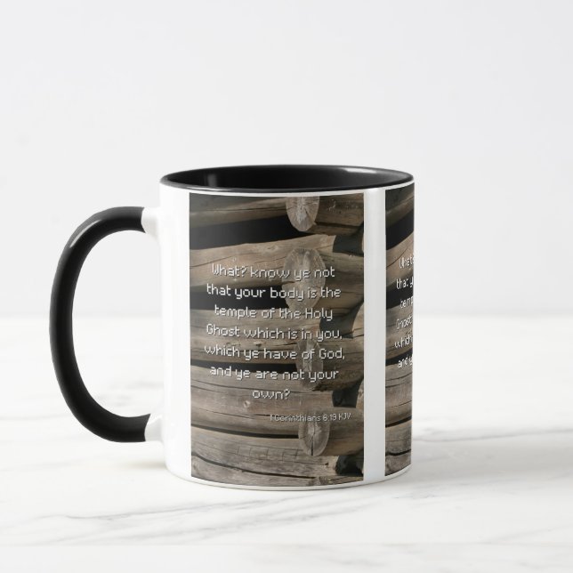 1 Corinthians 6:19 Bible Verse Two-Tone Mugg (Vänster)