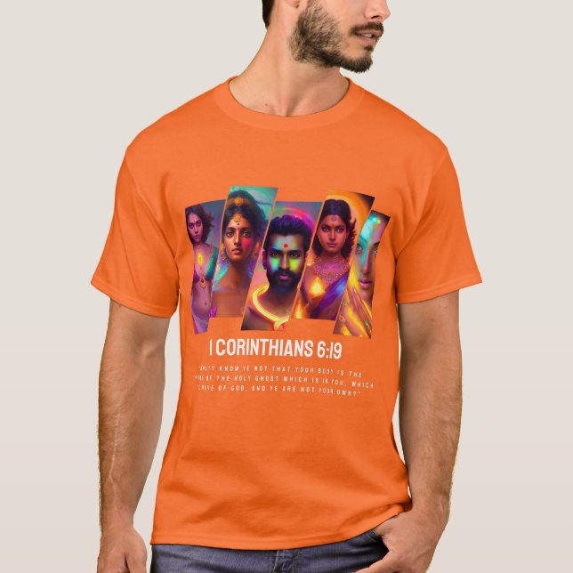 1 Corinthians 6:19 Hindi Stil T Shirt (Framsida)