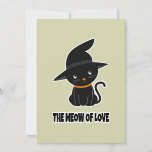1.cute beautiful black cat meow of love julkort