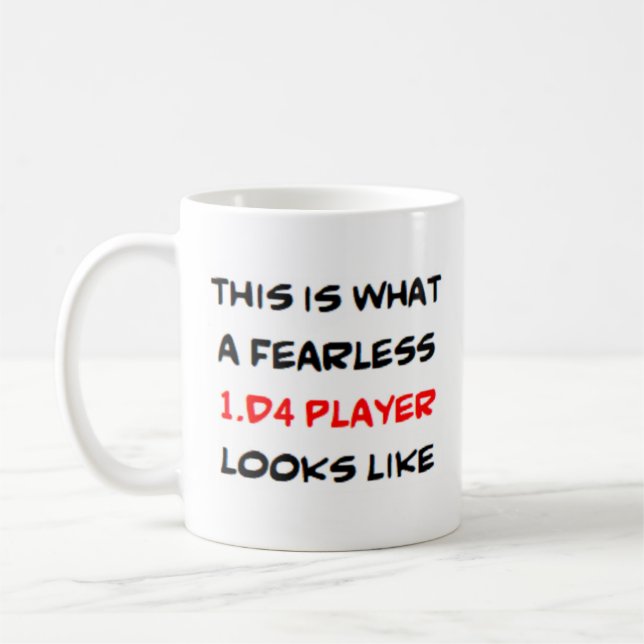 1.d4 schackspelare, fantastisk kaffemugg (Vänster)