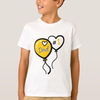 #1 Dad Heart Balloons Father’s Day Kids T Shirt